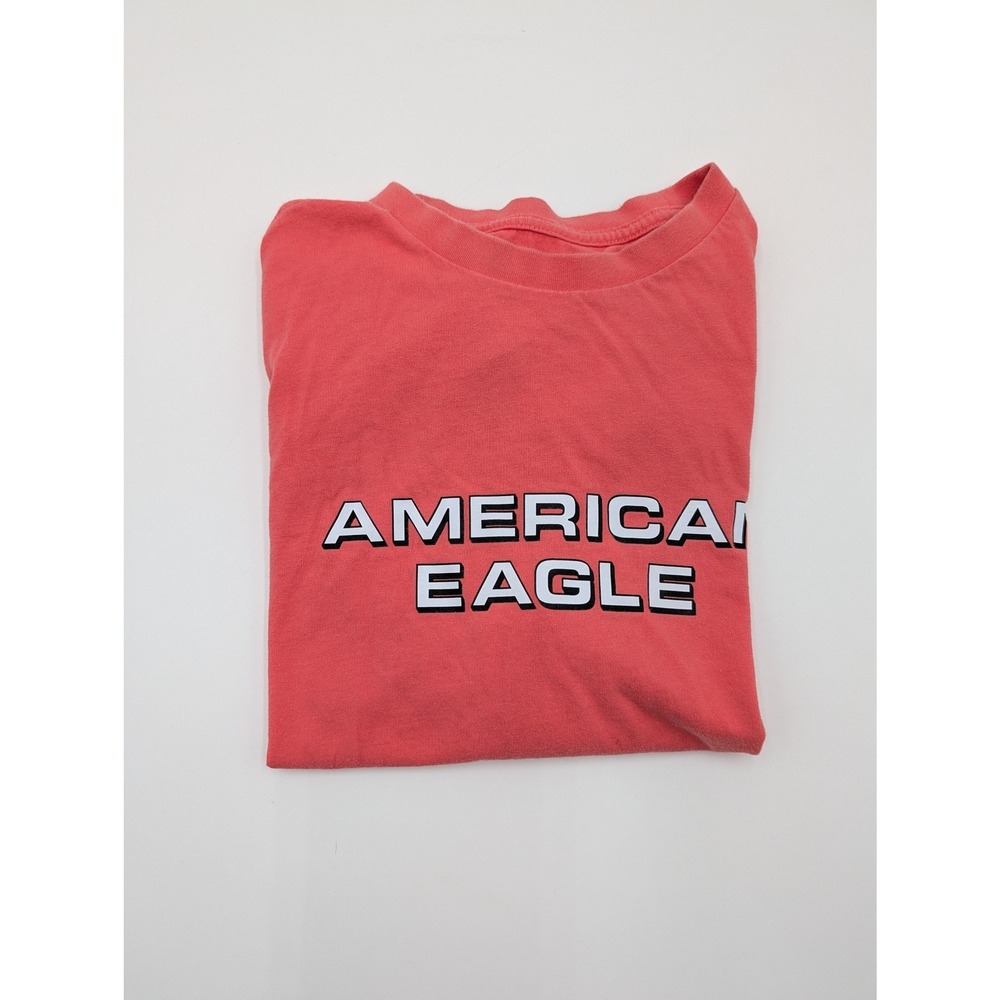 American Eagle Graphic Tee Salmon Pink Logo Short Sleeve Shirt Medium